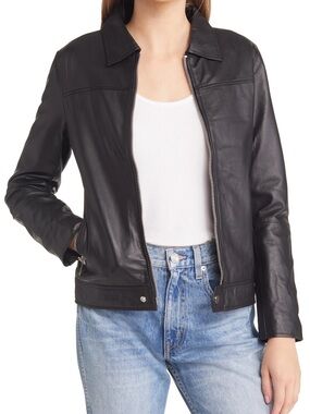 Deadwood || women's Sharpe black recycled leather jacket